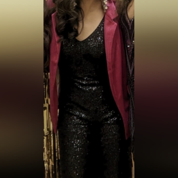 Black Sequin Pants Romper - Picture 9 of 10